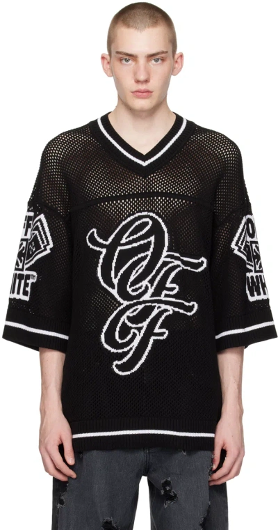 Off-white Black & White Varsity Net T-shirt In Black White