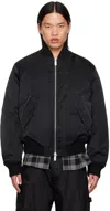 Off-white For Ever Padded Arrow Bomber Jacket With Decorative Zips In Black