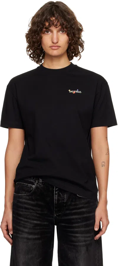 Off-white Arrow Glass Flower Regular Logo T-shirt In Black