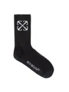 Off-white Solid Color Ribbed Socks With Contrasting Logo In Black