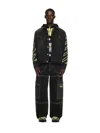 Off-white Diagonal Arrow Outline Embroidered Denim Skate Jacket In Black