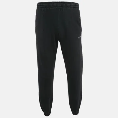 Pre-owned Off-white Black Arrow Print Cotton Knit Sweatpants M