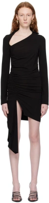 Off-white Mini Asymmetric Black Dress With Cut-out And Ruffle Detail