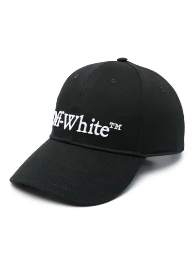 OFF-WHITE BLACK BASEBALL CAP WITH EMBROIDERED LOGO FOR MEN