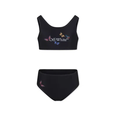 Off-white Kids' Black Bikini For Girl With Logo