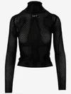Off-white Black Black Mesh Design Top In Black