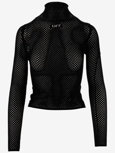 Off-white Black Black Mesh Design Top