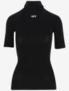 Off-white Off Stamp Second Skin Short Sleeve Turtle Neck Top In Black