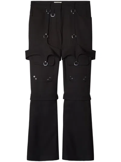OFF-WHITE BLACK BLACK WOOL CARGO TROUSERS