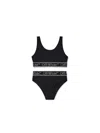 Off-white Kids Logo-band Sleeveless Bikini Set In Black