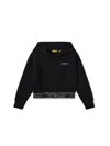 Off-white Bookish Logo Band Cropped Hoodie In Black