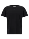 Off-white Short-sleeve Black T-shirt With Abstract Brushstroke Design In Black