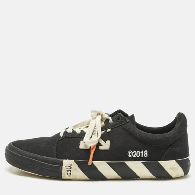 Pre-owned Off-white Black Canvas And Suede Vulcanized Low Top Sneakers Size 44