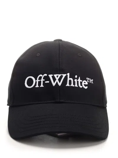 Off-white Black Cap With Logo In Black,white