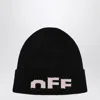 Off-white Knitted Beanie Hat In Black