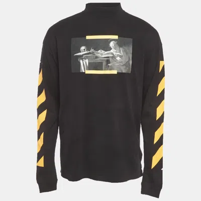 Pre-owned Off-white Black Caravaggio Painting Cotton Mock Neck Long Sleeve T-shirt Xs
