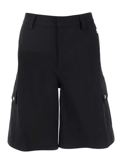 Off-white Black Cargo Shorts With Belt Loops In Cotton Man In Multicolor