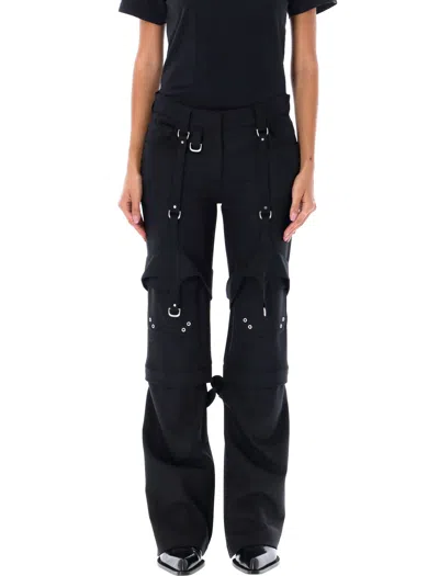 Off-white Black Cargo Zip Pants For Women