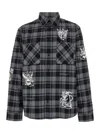 Off-white Grey And Black Shirt With Characters Print And Check Motif In Cotton Man In Black