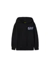 Off-white Black Hoodie With Logo Lettering On The Front In Cotton Boy In Black