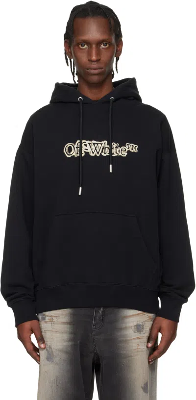 Off-white Bookish Printed French Cotton-terry Hoodie In Black