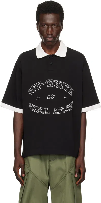 Off-white Black College Polo In Black - White