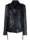 Off-white Contrast-trim Leather Jacket In Black