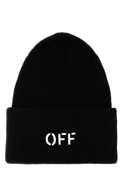 Off-white Black Cotton Blend Beanie Hat