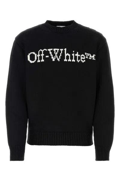 Off-white Black Cotton Blend Sweater In Blue