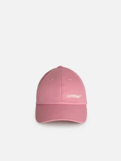 Off-white Black Cotton Cap In Pink