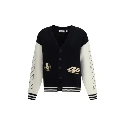 Off-white Star Logo Diagonal Varsity Cardigan In Black