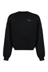 OFF-WHITE BLACK COTTON CREW-NECK SWEATSHIRT FOR MEN WITH MAXI PRINT AND RIBBED EDGES