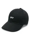 OFF-WHITE BLACK COTTON DRILL BASEBALL CAP WITH EMBROIDERED OFF LOGO FOR WOMEN