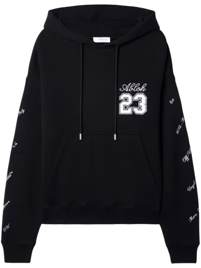 OFF-WHITE OFF-WHITE BLACK COTTON HOODIE, MJ 23 PATCH.