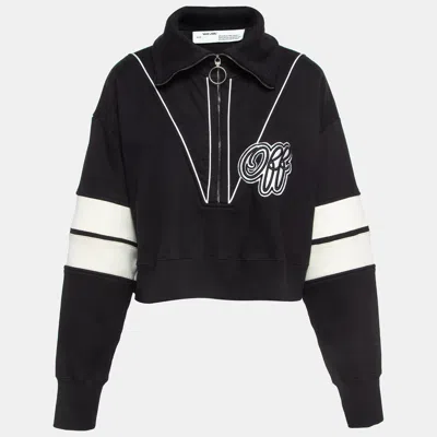 Pre-owned Off-white Black Cotton Knit Logo Crop Sweatshirt M