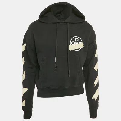 Pre-owned Off-white Black Cotton Logo Arrows Printed Hoodie Xs