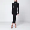 Off-white Black Cotton Midi Dress With Logo In Black