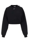 Off-white Cotton Sweatshirt With Frontal Logo In Black