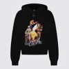 Off-white Hooded Sweatshirt With Graphic Print And Ribbed Cuffs In Black