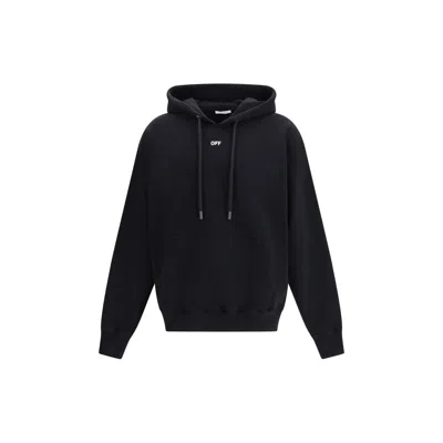 Off-white Cotton Hooded Sweatshirt In Black