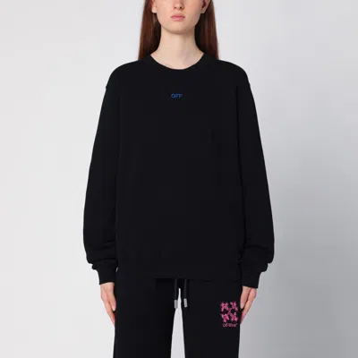 Off-white Black Cotton Sweatshirt With Logo Embroidery