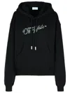Off-white Logo Embellished Drawstring Hoodie In Black