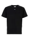 Off-white Short-sleeve Black T-shirt With Abstract Brushstroke Design In Black