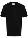OFF-WHITE BLACK COTTON T-SHIRT WITH CONTRASTING LOGO PRINT AND AUTHENTICITY QR CODE