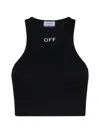 Off-white Off Stamp Ribbed Crop Top In Black