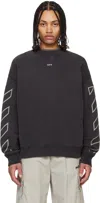 Off-white Felpa Oversize In Cotone Ardesia Uomo In Vintage Black