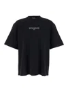 Off-white Black Crewneck T-shirt With Logo Lettering On The Front In Cotton Man In Black