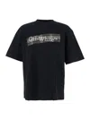 Off-white Black Crewneck T-shirt With Logo Lettering On The Front And Maxi Diagonal Motif On The Rear In Cotto In Black