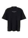 Off-white Black Crewneck T-shirt With Logo Lettering On The Front In Cotton Man In Black