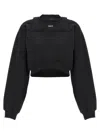 Off-white Cotton Sweatshirt With Frontal Logo In Fuchsia